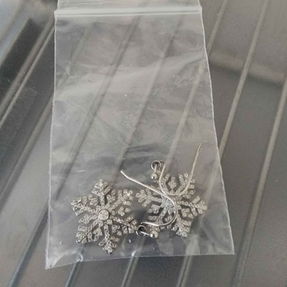 Elegant Silver Snowflake Earrings And Necklace Set
